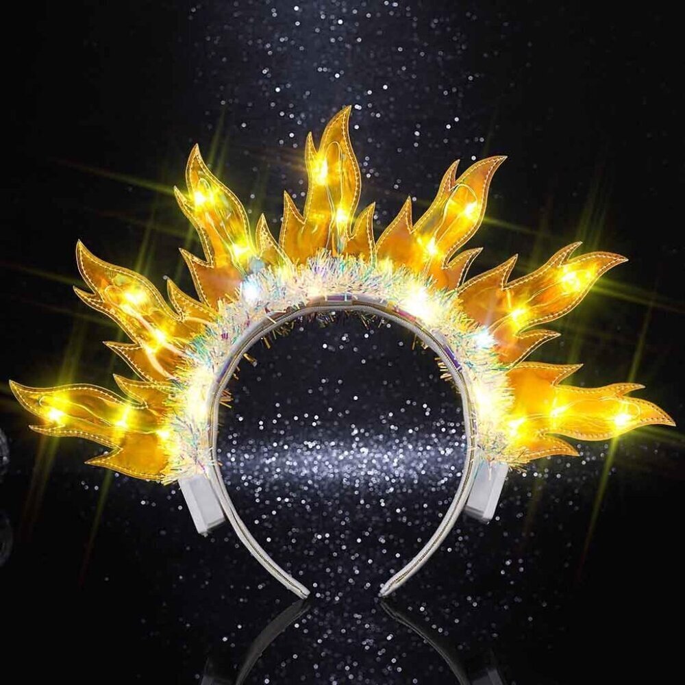 LED Headband Fire Neon Hair Accessories for Women Rave Party Festival